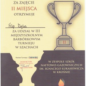 Kolejny znaczący sukces w rozgrywkach szachowych Filipa Zięby